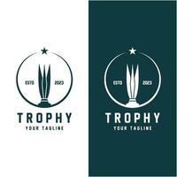 Trophy Logo Design, Award Winner Championship Trophy Vector, Success Brand vector