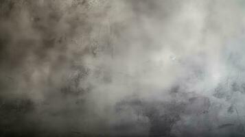Copy space background Dark moody scene floor black wall grey patches thick smoke billowing around. AI generative photo