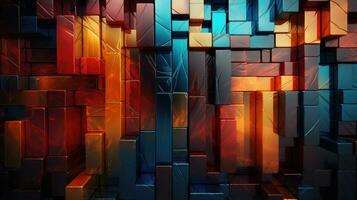 abstract background of blocks wall stacking design colorful squares wallpaper 3D like. AI generative photo