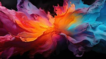 Explosion splash of colors bright colors yellow blue orange background. AI generative photo