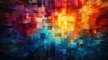 abstract background of cube blocks wall stacking design colorful squares wallpaper 3D like. AI generative photo
