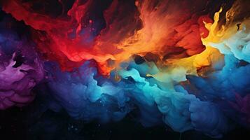 Explosion splash of colors bright colors yellow blue orange background. AI generative photo