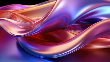 Glossy wave pattern in red pink blue and purple colors on background art wallpaper. AI generative photo