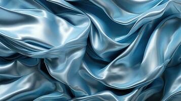 ligero azul, metálico brillo seda tela textura con un frio tono, cubierto para profundidad antecedentes. ai generativo foto