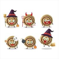 Halloween expression emoticons with cartoon character of cookies spiral vector