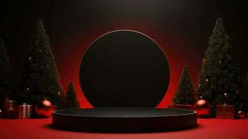 Xmas Empty podium for product display Background for presentation pedestal branding mockup. AI generative photo