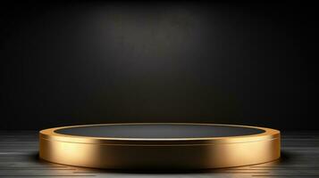 Gold Empty podium for product display Background for presentation pedestal branding mockup. AI generative photo