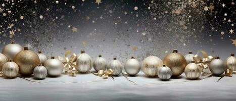 Lights sparkle white Christmas decorations bokeh background.. AI generative photo