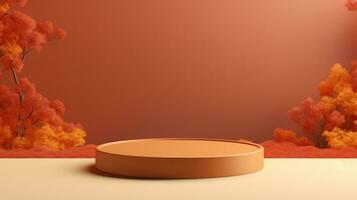 Autumn Empty podium for product display Background for presentation pedestal branding mockup. AI generative photo