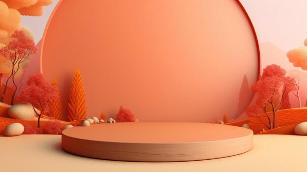 Autumn Empty podium for product display Background for presentation pedestal branding mockup. AI generative photo