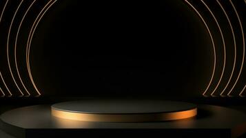 Gold Empty podium for product display Background for presentation pedestal branding mockup. AI generative photo