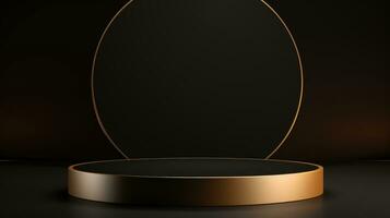 Gold Empty podium for product display Background for presentation pedestal branding mockup. AI generative photo