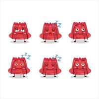 Cartoon character of red pudding with sleepy expression vector