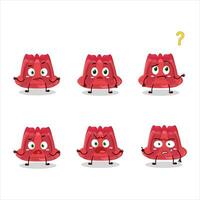 Cartoon character of red pudding with what expression vector