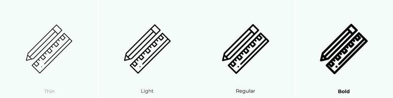 ruler icon. Thin, Light, Regular And Bold style design isolated on white background vector