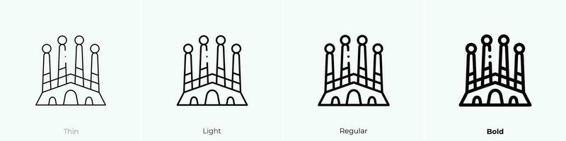 sagrada familia icon. Thin, Light, Regular And Bold style design isolated on white background vector