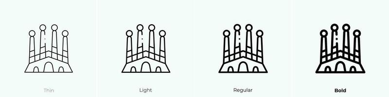 sagrada familia icon. Thin, Light, Regular And Bold style design isolated on white background vector