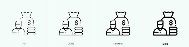 salary icon. Thin, Light, Regular And Bold style design isolated on white background vector