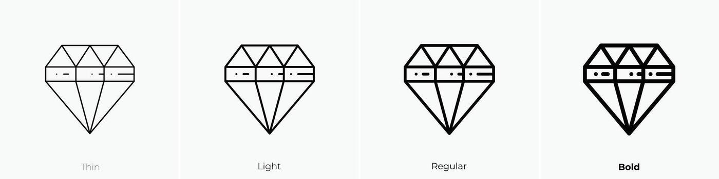 rubí icono. delgado, luz, regular y negrita estilo diseño aislado en blanco antecedentes vector