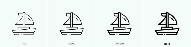 sailing boat icon. Thin, Light, Regular And Bold style design isolated on white background vector