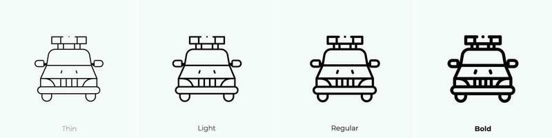 safety car icon. Thin, Light, Regular And Bold style design isolated on white background vector