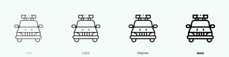 la seguridad coche icono. delgado, luz, regular y negrita estilo diseño aislado en blanco antecedentes vector