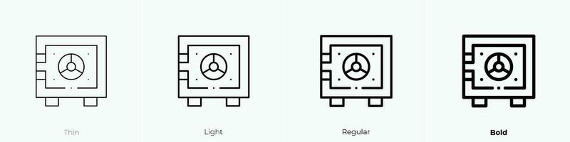 caja fuerte icono. delgado, luz, regular y negrita estilo diseño aislado en blanco antecedentes vector