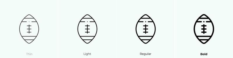 rugby ball icon. Thin, Light, Regular And Bold style design isolated on white background vector