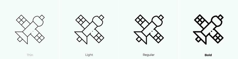 satélite icono. delgado, luz, regular y negrita estilo diseño aislado en blanco antecedentes vector