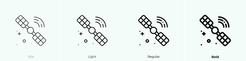 satélite icono. delgado, luz, regular y negrita estilo diseño aislado en blanco antecedentes vector