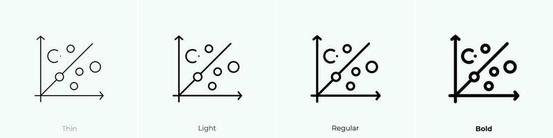 scatter plot icon. Thin, Light, Regular And Bold style design isolated on white background vector