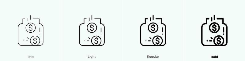 saving icon. Thin, Light, Regular And Bold style design isolated on white background vector