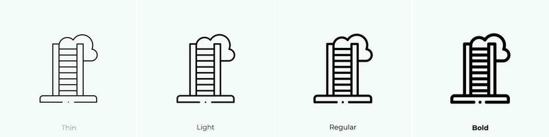 escala icono. delgado, luz, regular y negrita estilo diseño aislado en blanco antecedentes vector