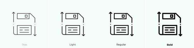 salvar icono. delgado, luz, regular y negrita estilo diseño aislado en blanco antecedentes vector