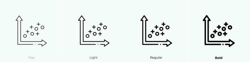 dispersión icono. delgado, luz, regular y negrita estilo diseño aislado en blanco antecedentes vector