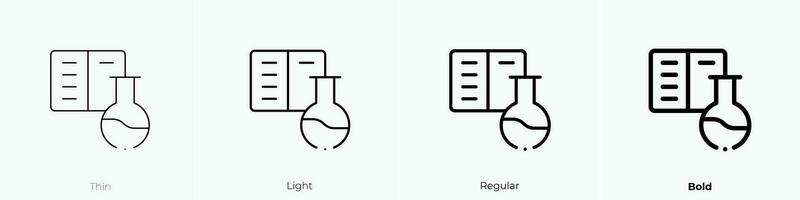 Ciencias libro icono. delgado, luz, regular y negrita estilo diseño aislado en blanco antecedentes vector