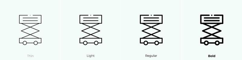 scissor lift icon. Thin, Light, Regular And Bold style design isolated on white background vector