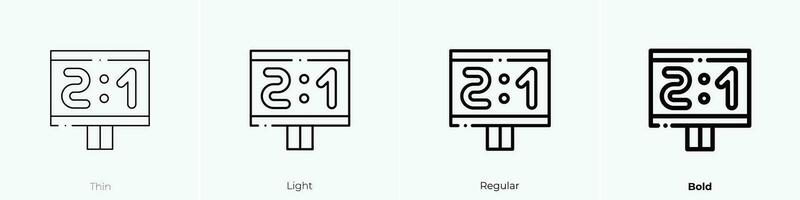 scoreboard icon. Thin, Light, Regular And Bold style design isolated on white background vector