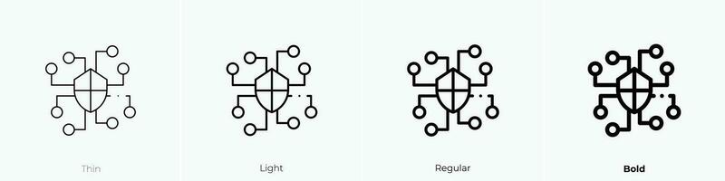 seguridad icono. delgado, luz, regular y negrita estilo diseño aislado en blanco antecedentes vector