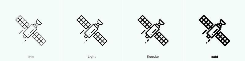 satélite icono. delgado, luz, regular y negrita estilo diseño aislado en blanco antecedentes vector