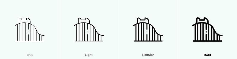 roller coaster icon. Thin, Light, Regular And Bold style design isolated on white background vector