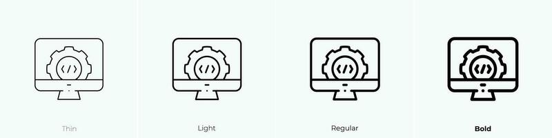 settings icon. Thin, Light, Regular And Bold style design isolated on white background vector