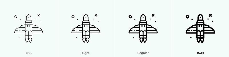 rocket icon. Thin, Light, Regular And Bold style design isolated on white background vector