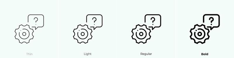 settings icon. Thin, Light, Regular And Bold style design isolated on white background vector