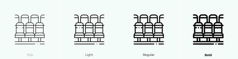 asientos icono. delgado, luz, regular y negrita estilo diseño aislado en blanco antecedentes vector