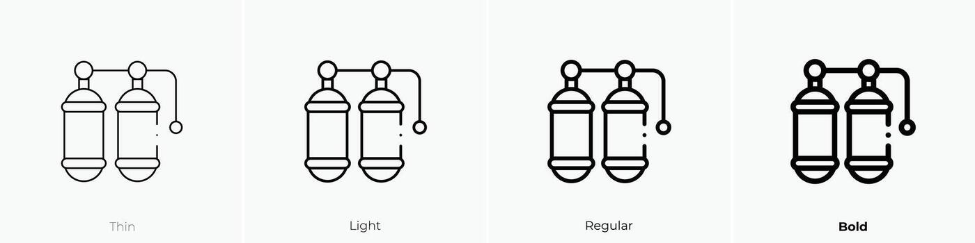 scuba icon. Thin, Light, Regular And Bold style design isolated on white background vector
