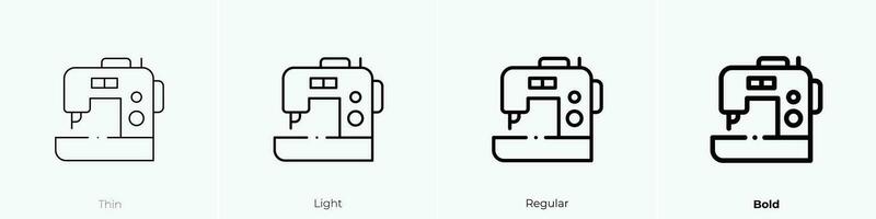 sewing machine icon. Thin, Light, Regular And Bold style design isolated on white background vector