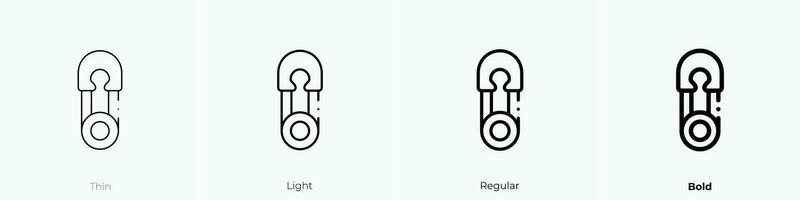 safety pin icon. Thin, Light, Regular And Bold style design isolated on white background vector