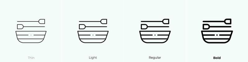 bote de remos icono. delgado, luz, regular y negrita estilo diseño aislado en blanco antecedentes vector