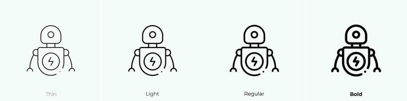 robot icon. Thin, Light, Regular And Bold style design isolated on white background vector